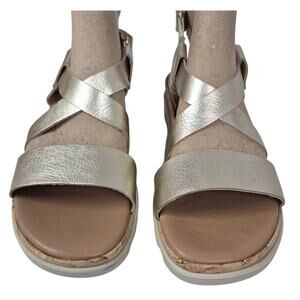 The Flexx SHEA Curtis Gold Metallic Leather Wedge sneaker Sandals Sz 7.5 Strappy